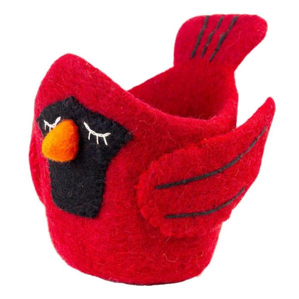 Cardinal Sleepy Bird Felt Pot